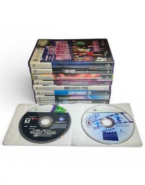 Xbox 360 Dance Games Kinect 10 Game Lot- Just Dance, Dance Central, Hip Hop, DDR